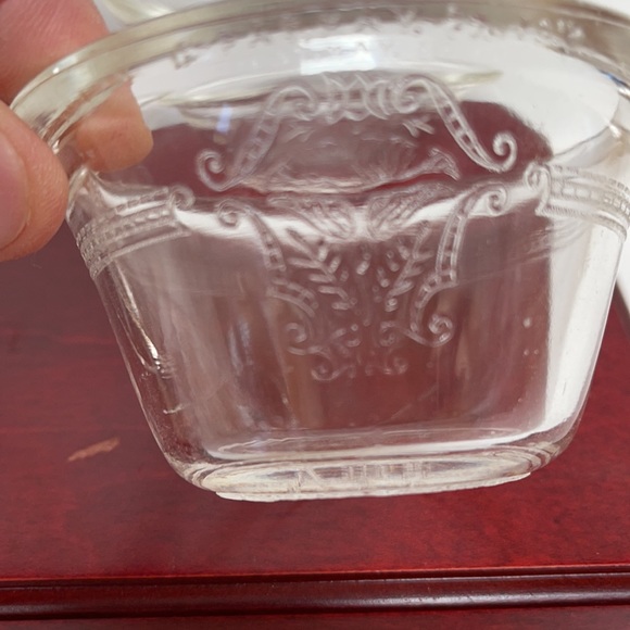 Vintage depression glass style design custard cups ramekin clear retired - Picture 6 of 9